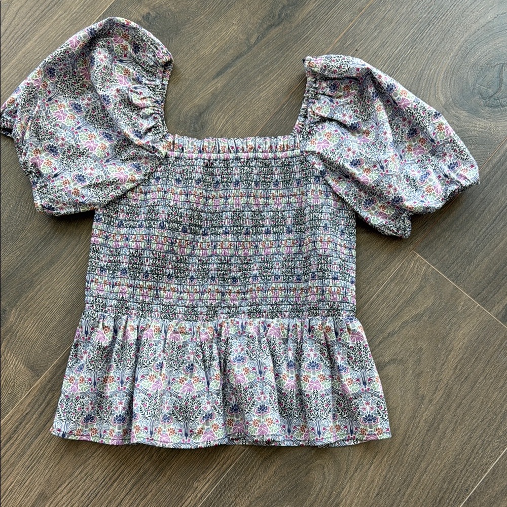 Like new J. Crew Smocked Puff Sleeve Blouse- M